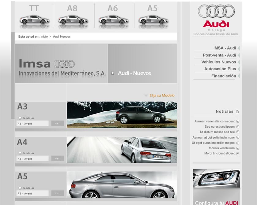 Trabajo realizado por Borry web Audi Imsa Málaga